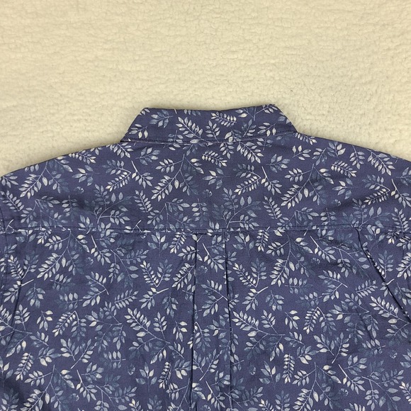 Carbon 2 Cobalt Shirt Mens Large Dark Blue Floral Linen Hawaiian Button Up EC - Picture 6 of 9